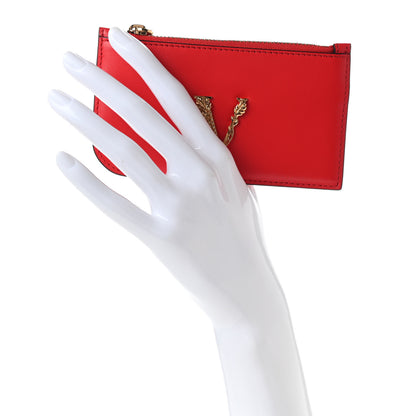 Versace Nappa Virtus V Zip Pouch Card Holder Red 2 of 6