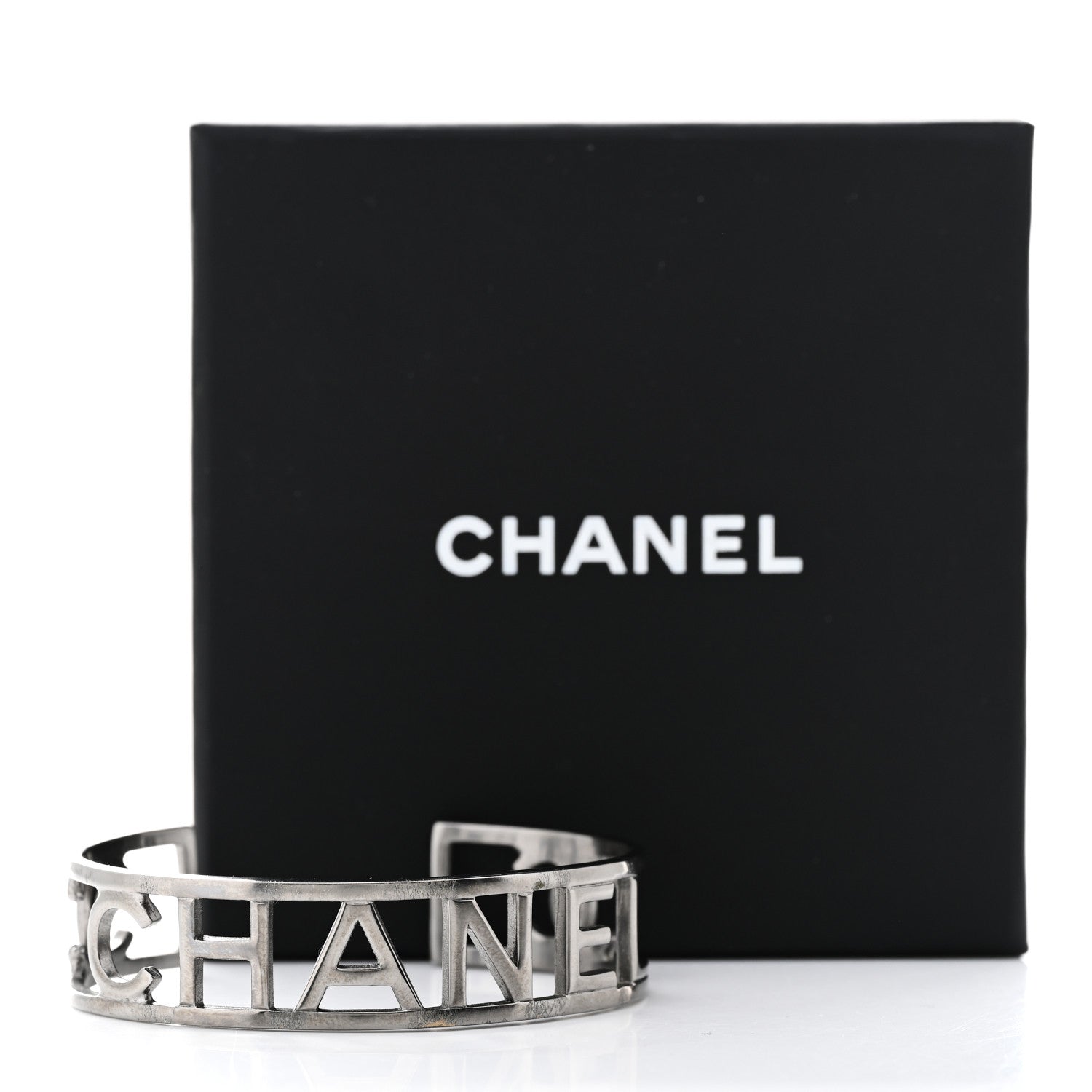 Chanel Ruthenium Logo Cuff Bracelet 5 of 5