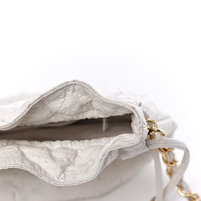 Chanel Ostrich Drawstring Pouch Bag White 15 of 18