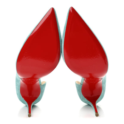 Christian Louboutin Suede Iriza 100 Pumps 37.5 Turquoise 6 of 9