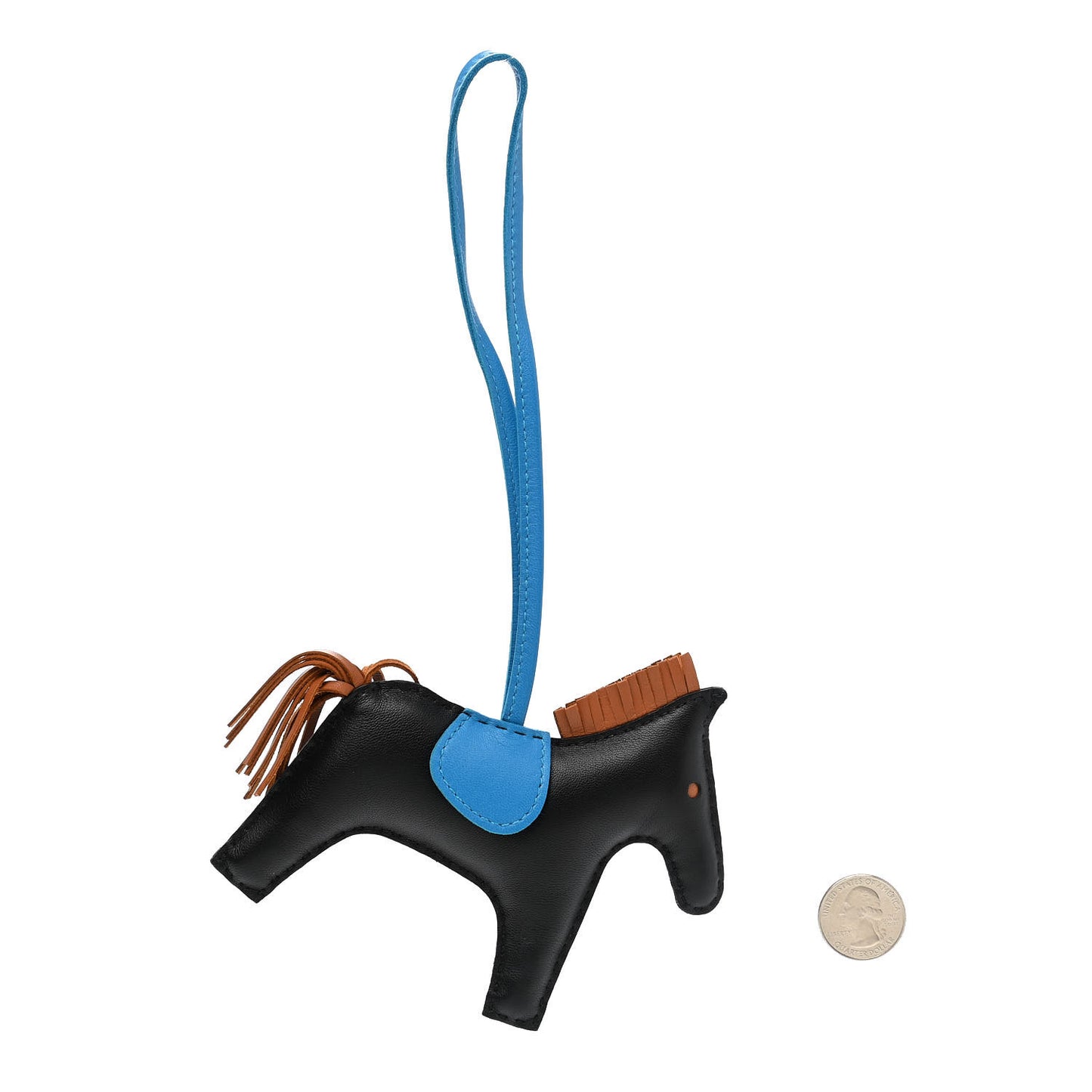 Milo Lambskin Grigri Rodeo Horse Bag Charm MM Black Gold Bleu Zanzibar
