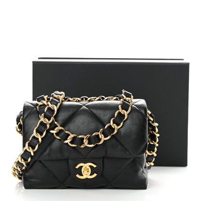 Chanel Lambskin Quilted Small Chain Top Handle Flap Black 11 of 11