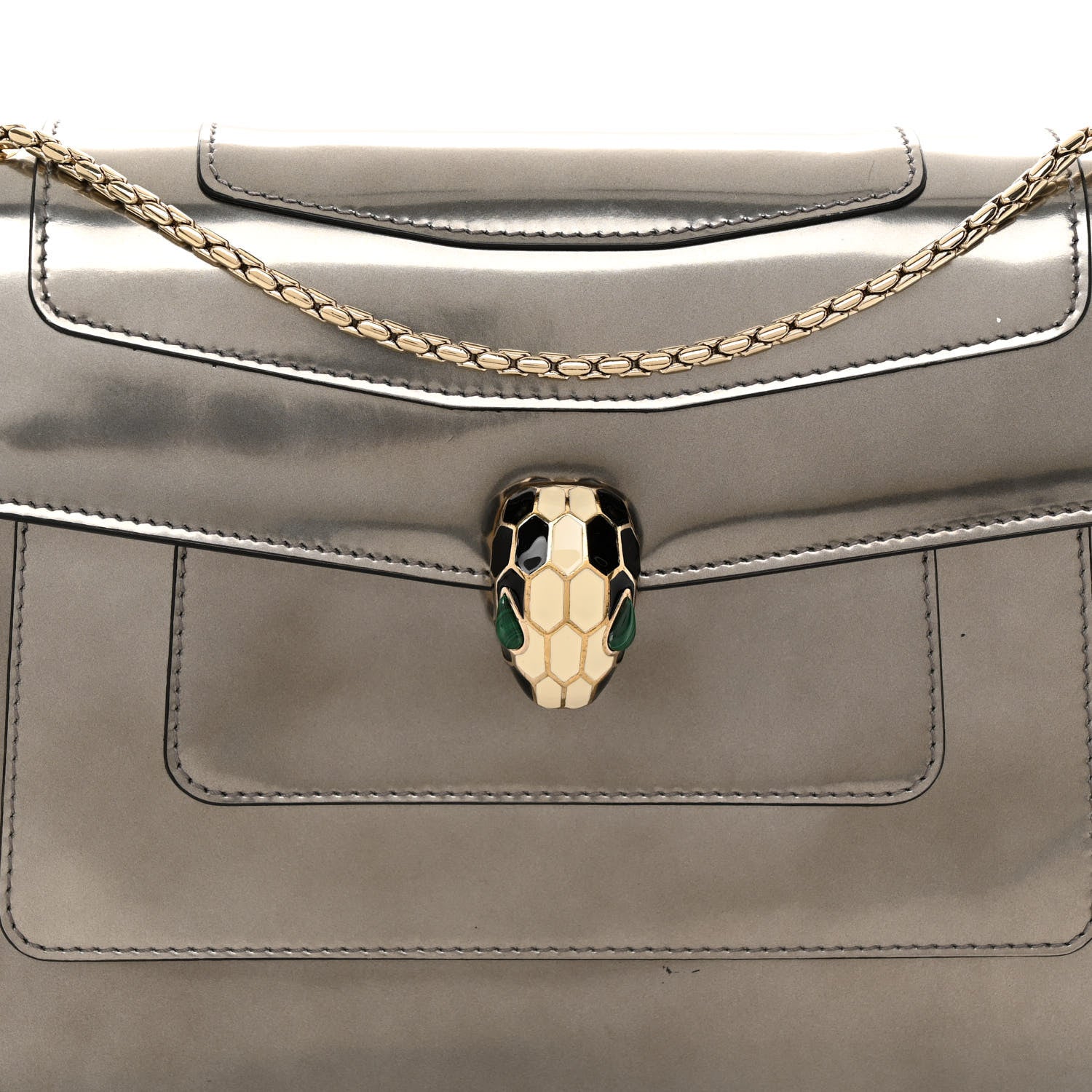 Bulgari Metallic Calfskin Serpenti Forever Crossbody Bag Silver 8 of 11