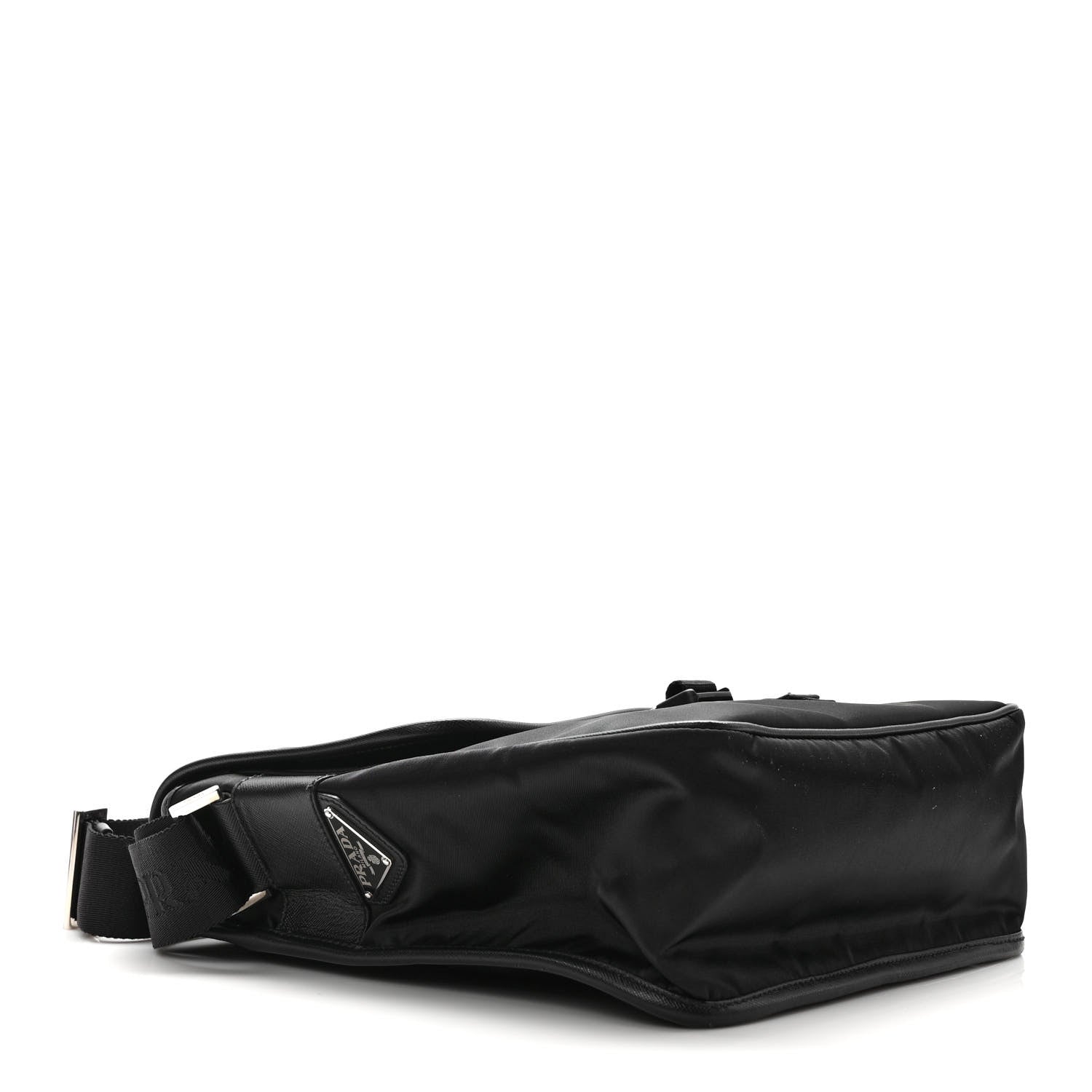 Prada Tessuto Nylon Saffiano Logo Messenger Bag Black 3 of 7