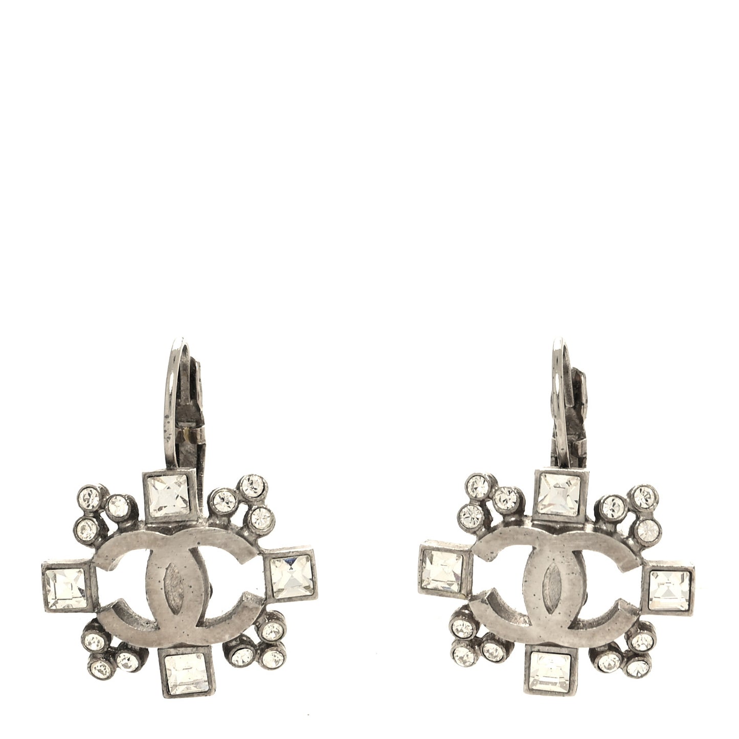 Swarovski Crystal CC Clip On Earrings Silver