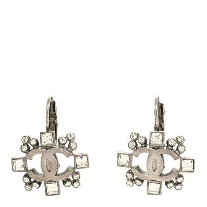 Chanel Swarovski Crystal CC Clip On Earrings Silver 1 of 4