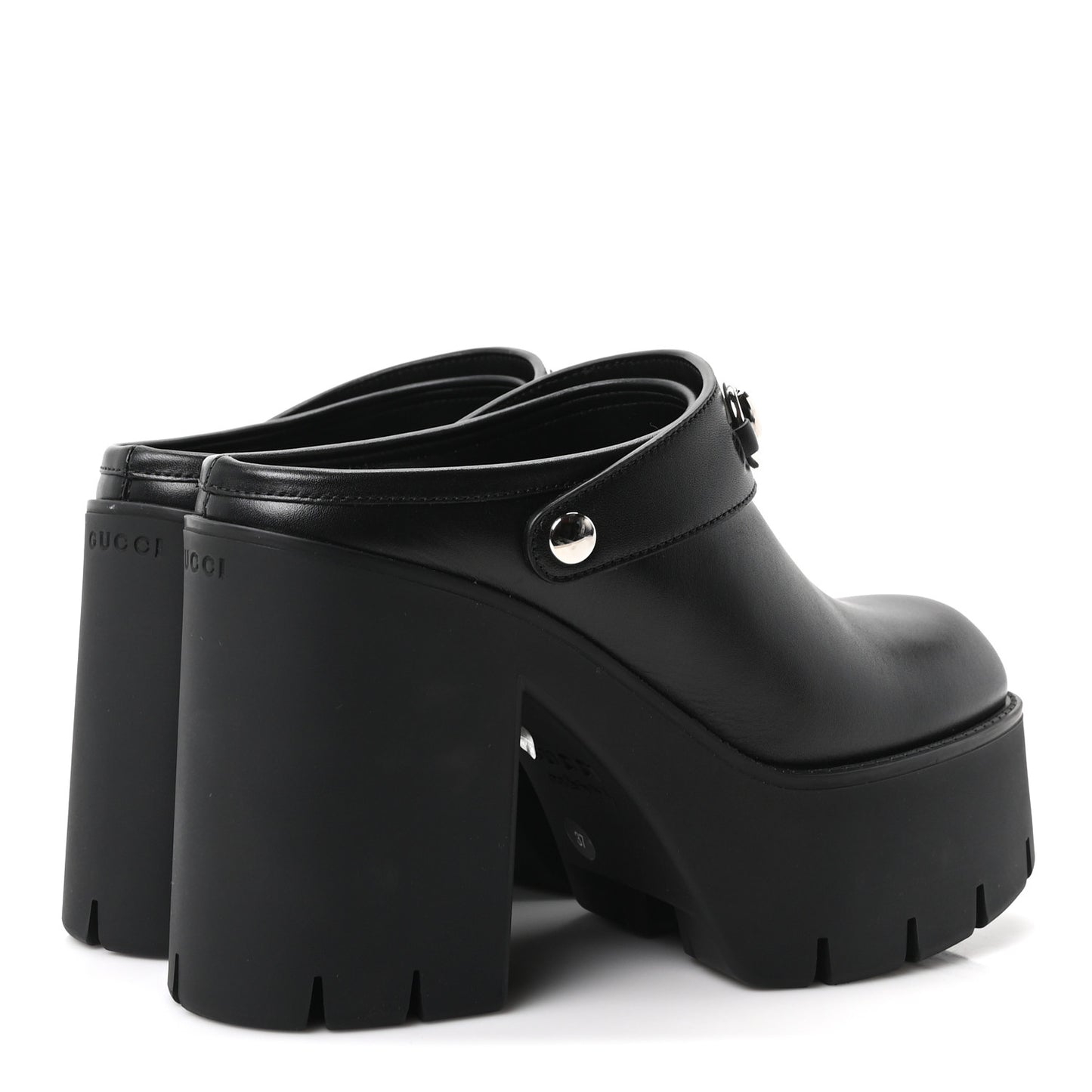 Real Betis Glamour Calfskin Horsebit Platform Mules 37 Black