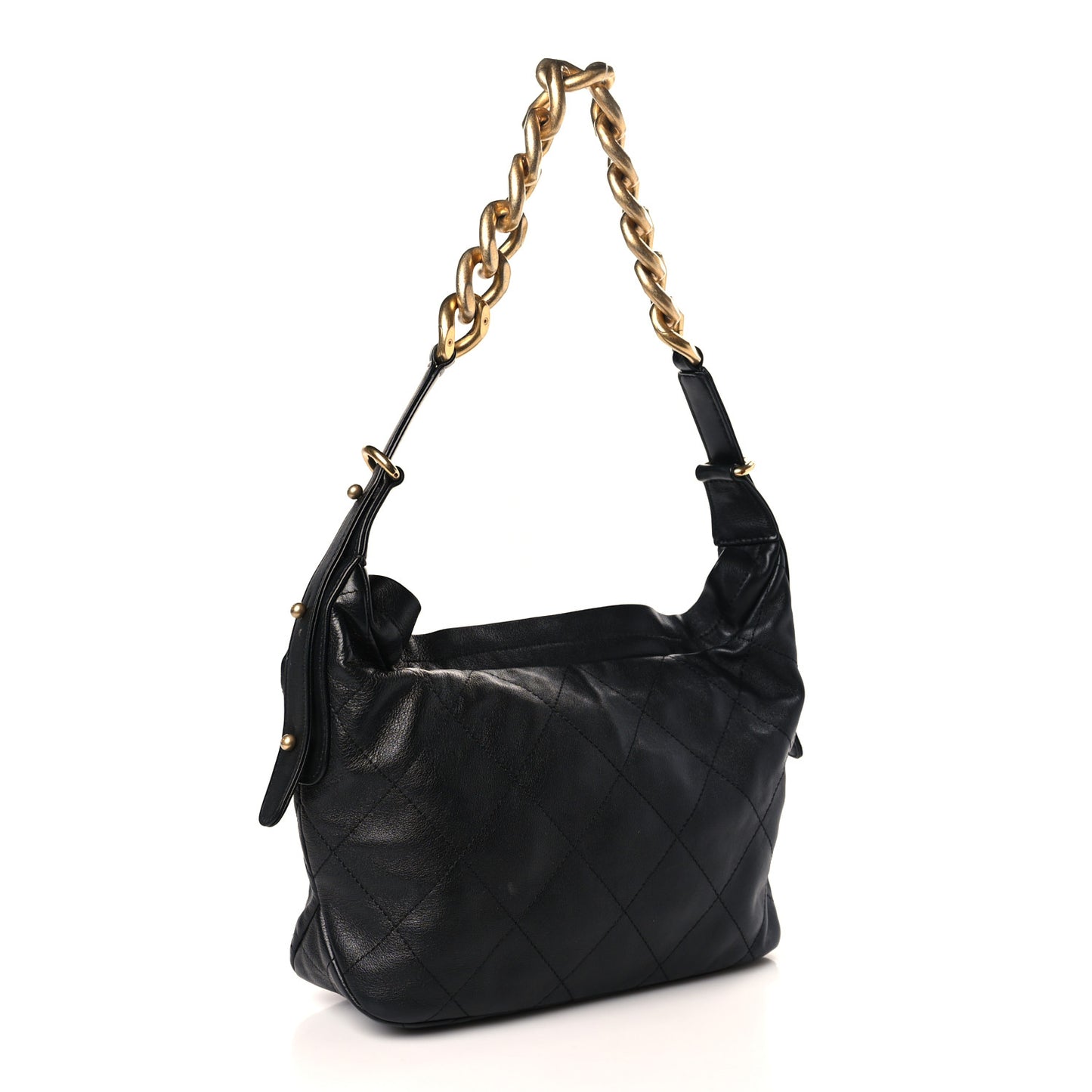 Calfskin Quilted Daily Hobo Black