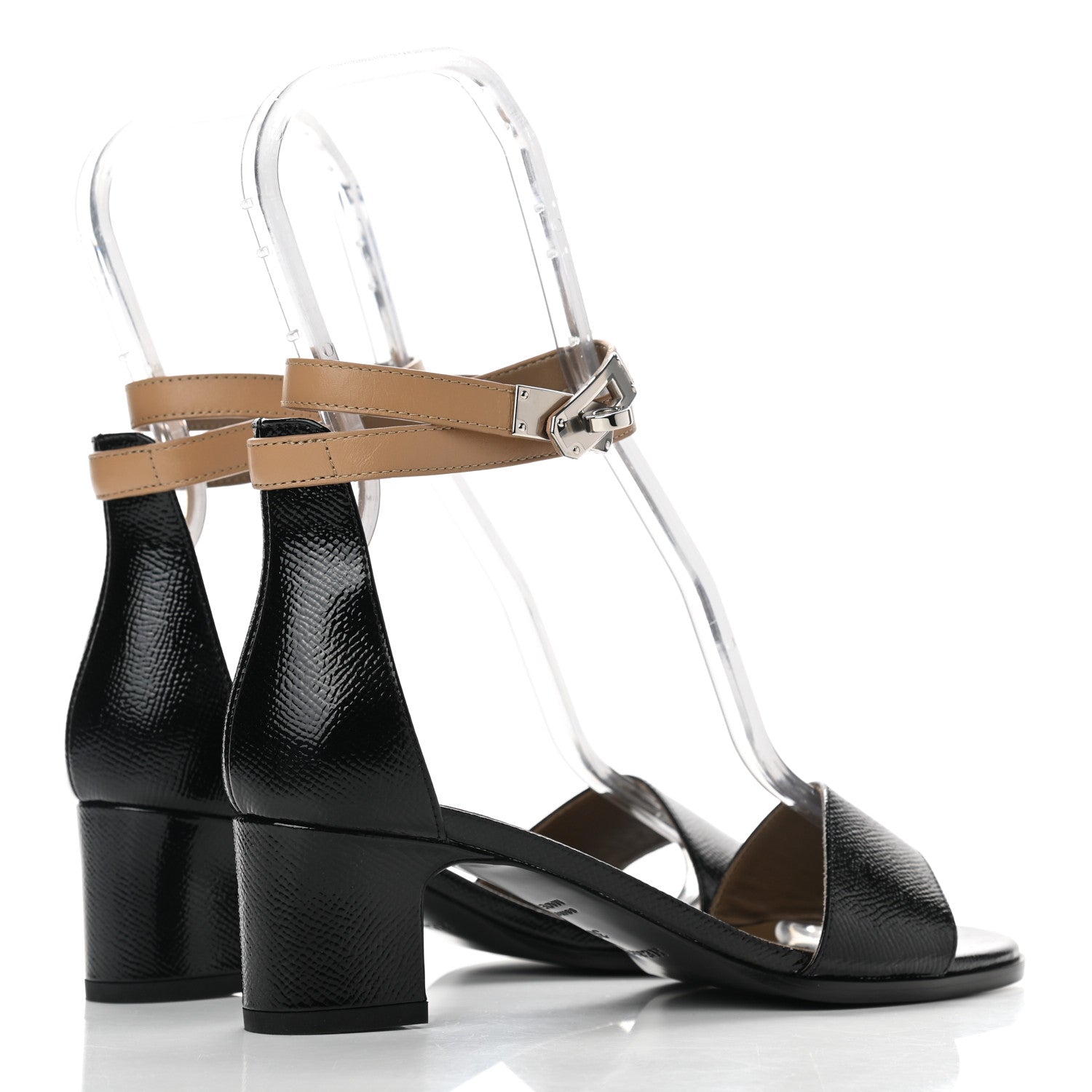 Hermes Calfskin Patent Epsom Manege Sandals 36.5 Black 4 of 8