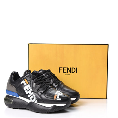 Fendi X FILA Vitello Mania Painted Womens Chunky Sneakers 37.5 Black Zucca Ice White 10 of 10