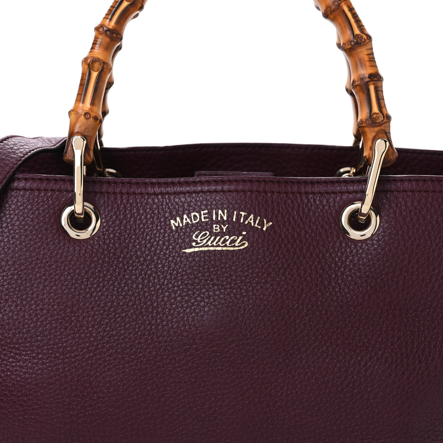 Gucci Pebbled Calfskin Medium Bamboo Shopper Tote Burgundy 8 of 10