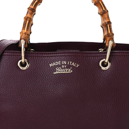 Gucci Pebbled Calfskin Medium Bamboo Shopper Tote Burgundy 8 of 10