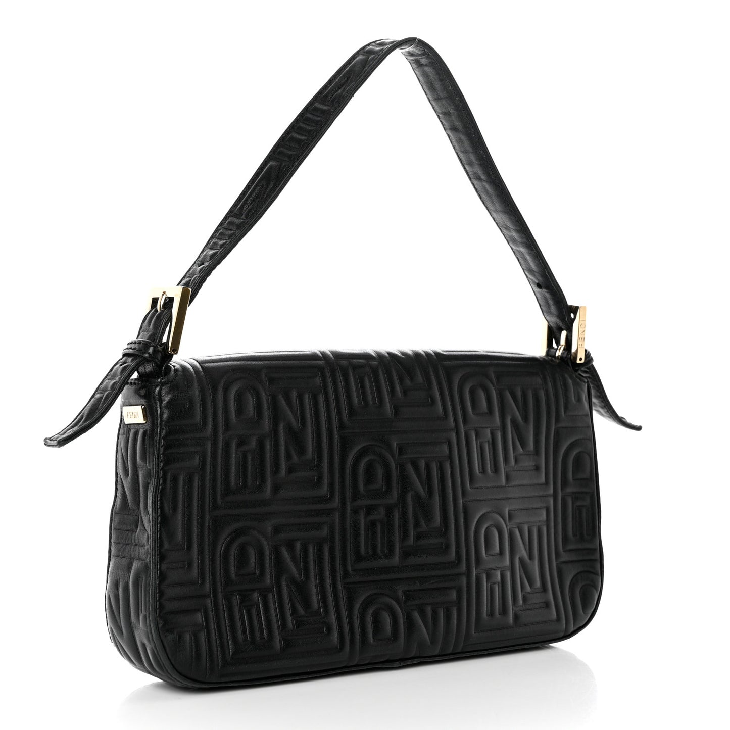 Nappa Logo Embossed Baguette Black