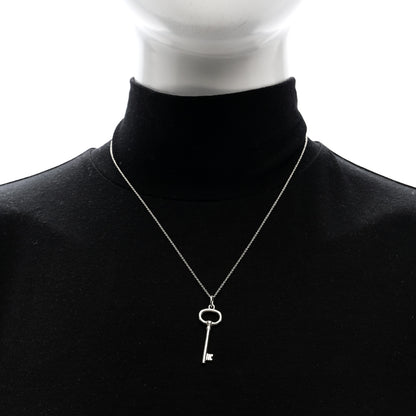 Tiffany Sterling Silver Small Oval Key Pendant Bead Necklace 2 of 6