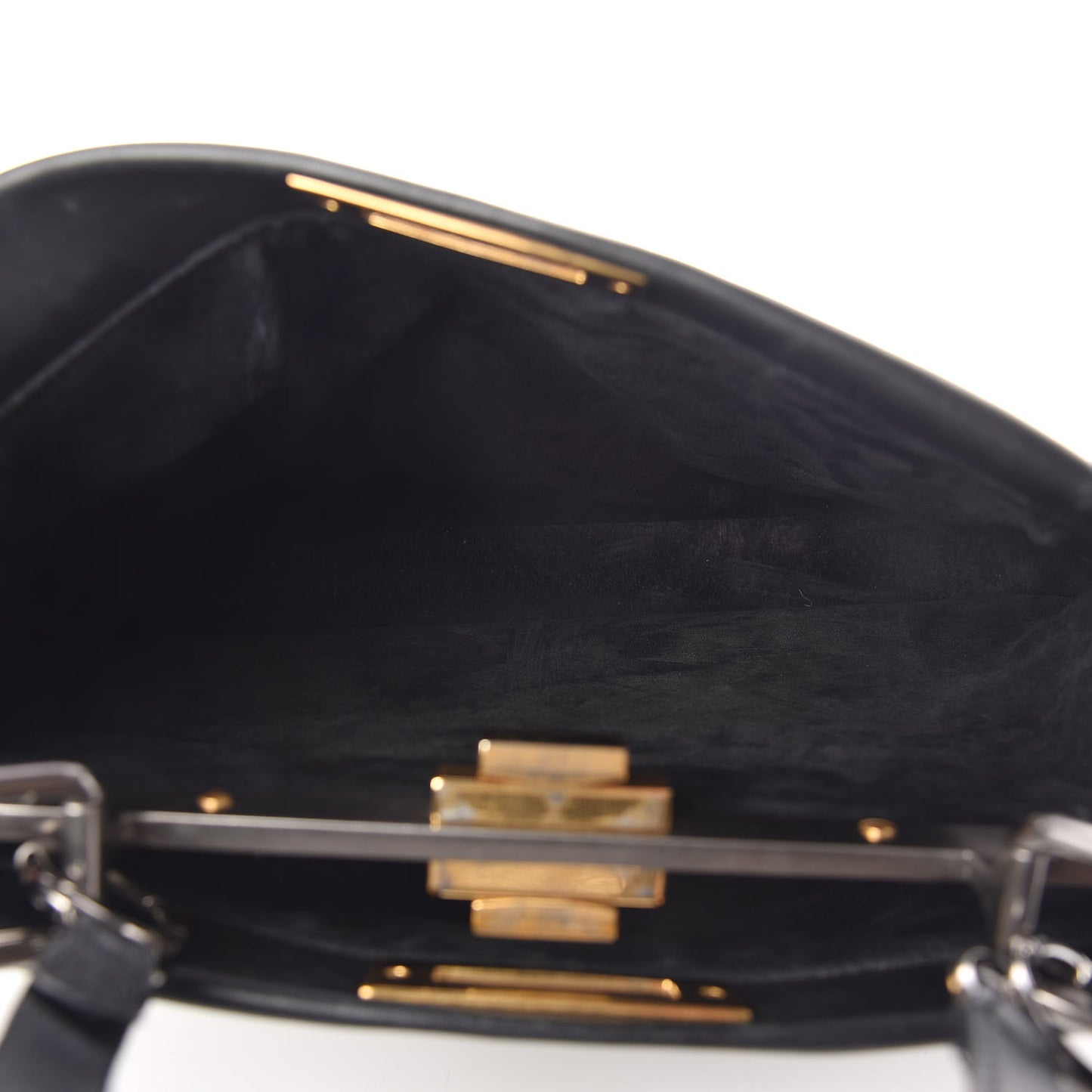 Vitello Suede Medium Peekaboo Iconic Satchel Black