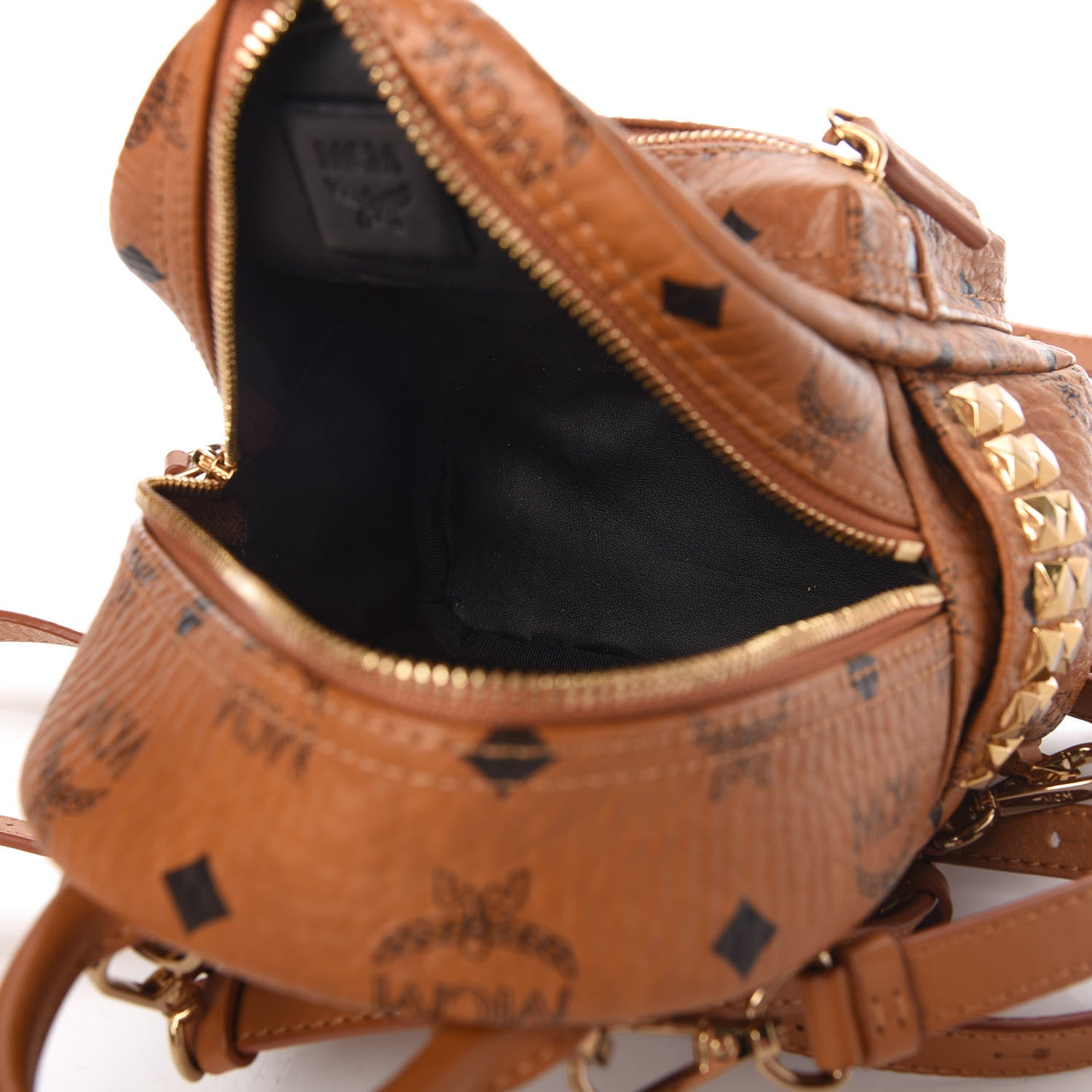 MCM Visetos Side Stud X-Mini Stark Backpack Cognac 5 of 9