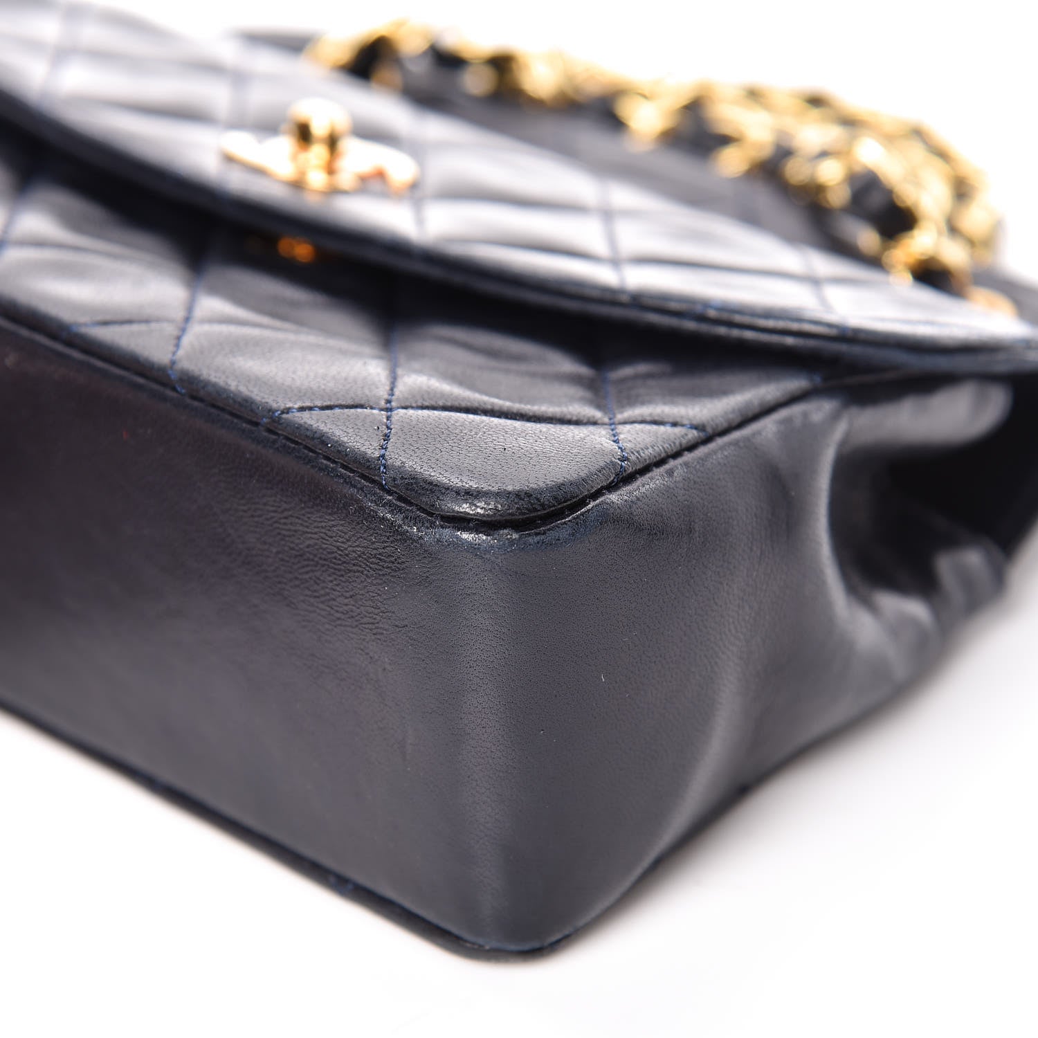 Chanel Lambskin Quilted Small Single Flap Navy 14 of 17