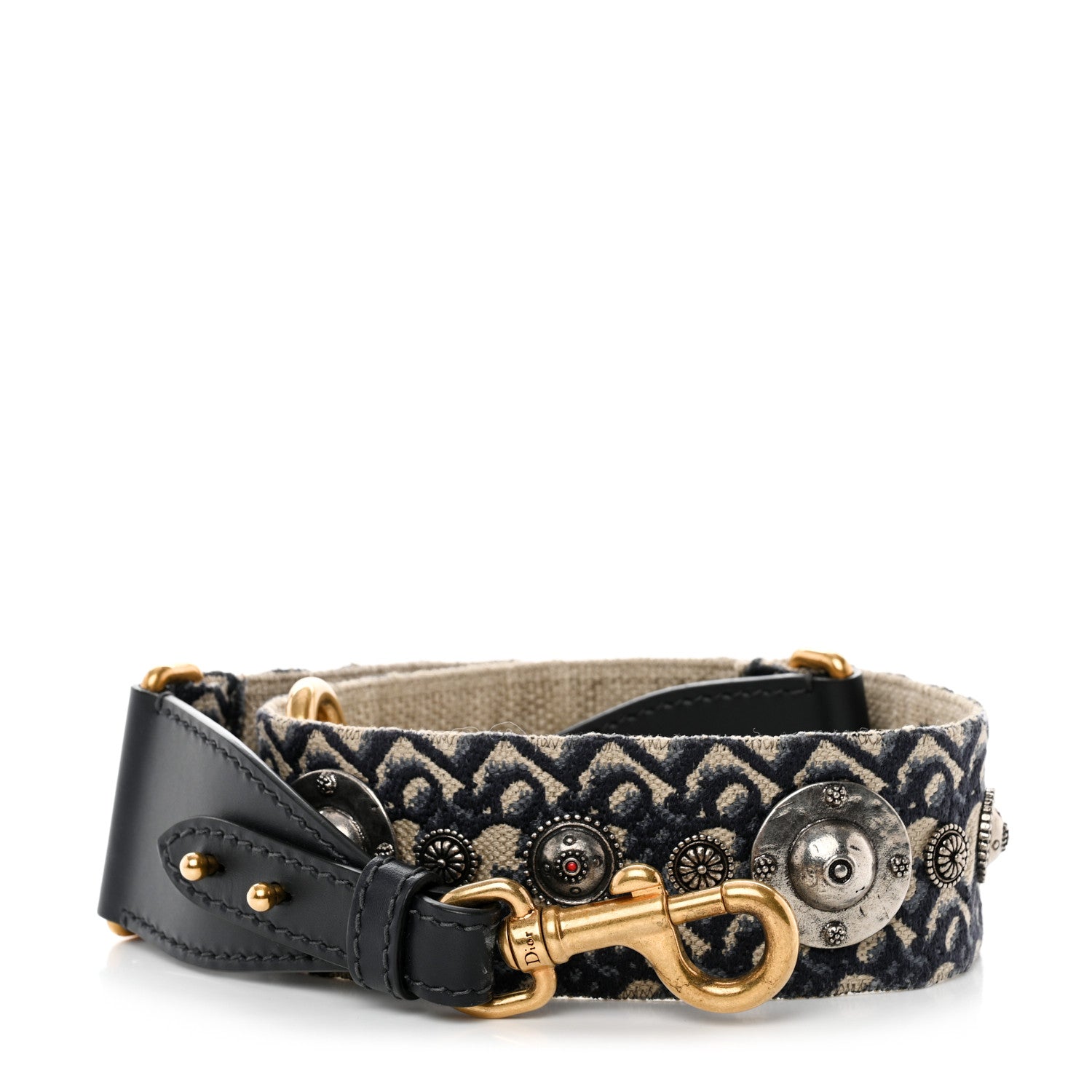 Christian Dior Oblique Studded Shoulder Strap Blue 1 of 5