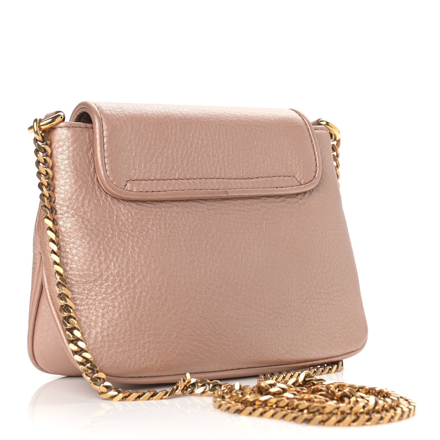 Gucci Pebbled Calfskin Small 1973 Chain Shoulder Bag Champagne 2 of 10