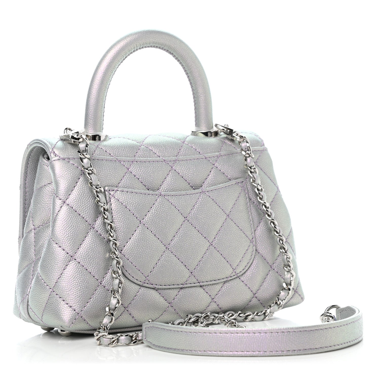 Chanel Iridescent Caviar Quilted Extra Mini Coco Handle Flap Purple 2 of 6