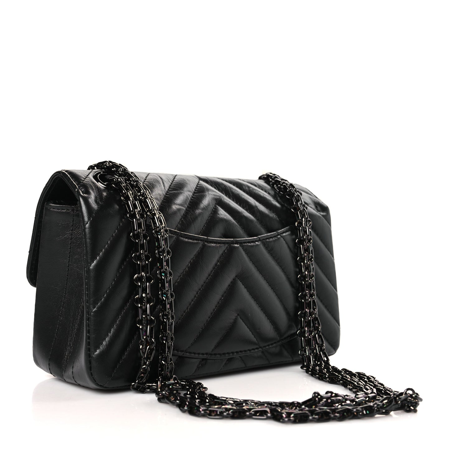Aged Calfskin Chevron Quilted 2.55 Reissue Mini Flap So Black