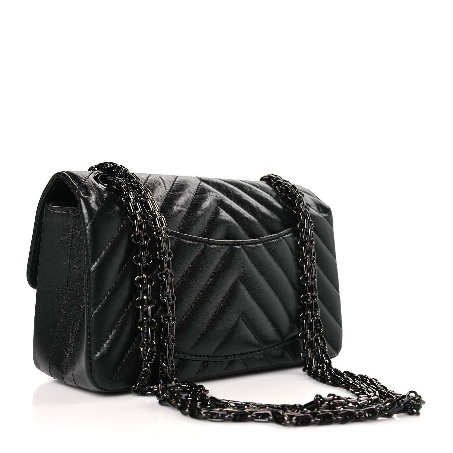 Chanel Aged Calfskin Chevron Quilted 2.55 Reissue Mini Flap So Black 3 of 10