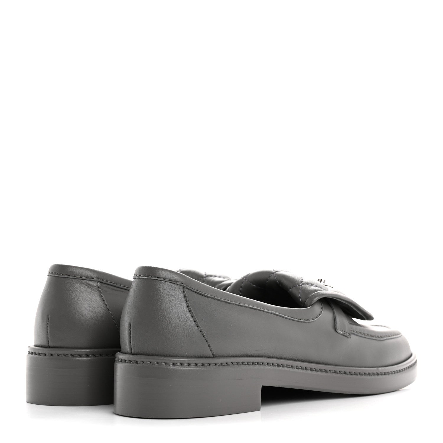 Chanel Lambskin Quilted CC Turnlock Loafers 38 Dark Grey 5 of 9