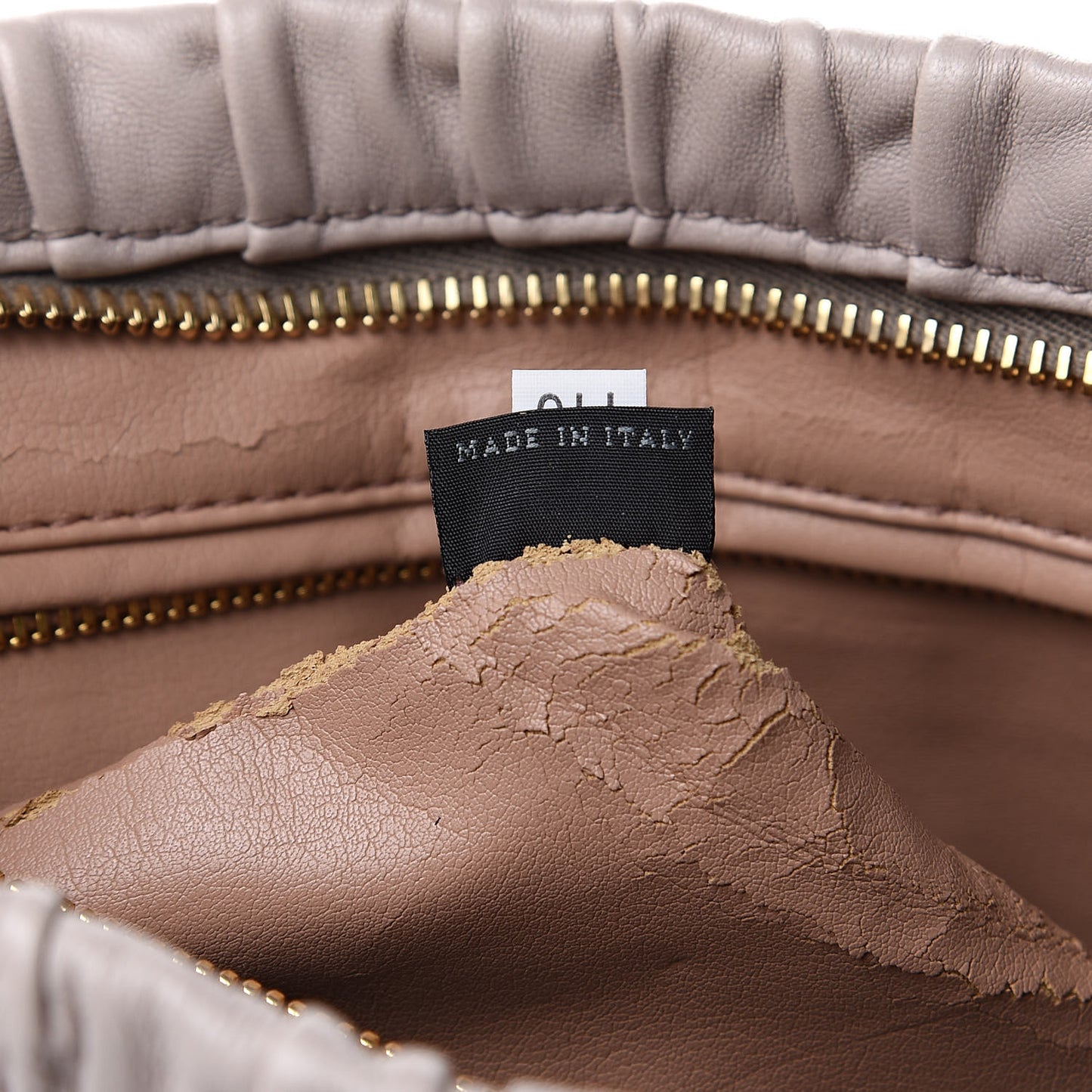Nappa Gaufre Ruched Clutch Pomice