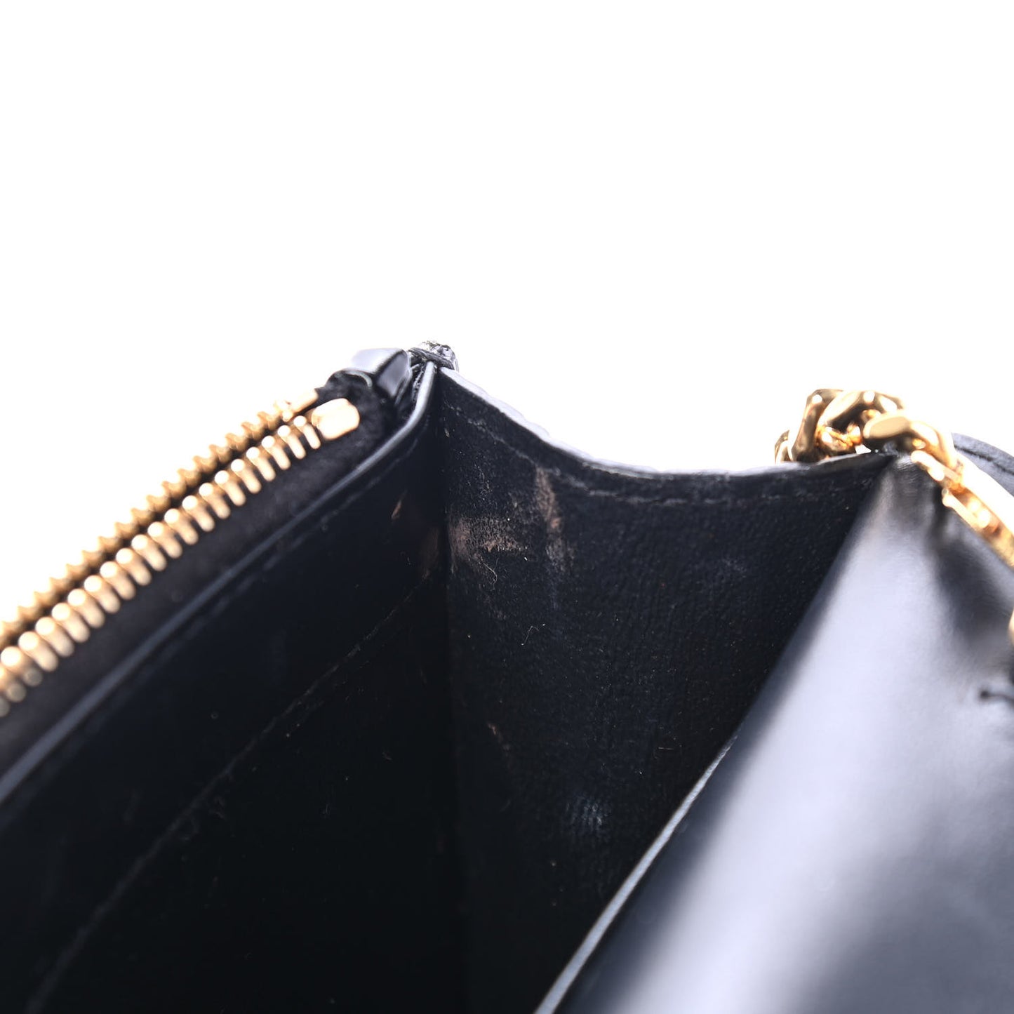 Calfskin Crocodile Embossed Kate Monogram Tassel Chain Wallet Black