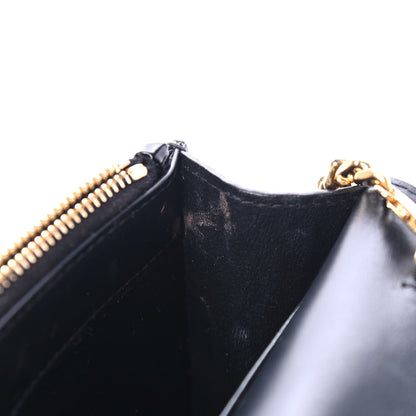 Saint Laurent Calfskin Crocodile Embossed Kate Monogram Tassel Chain Wallet Black 8 of 10