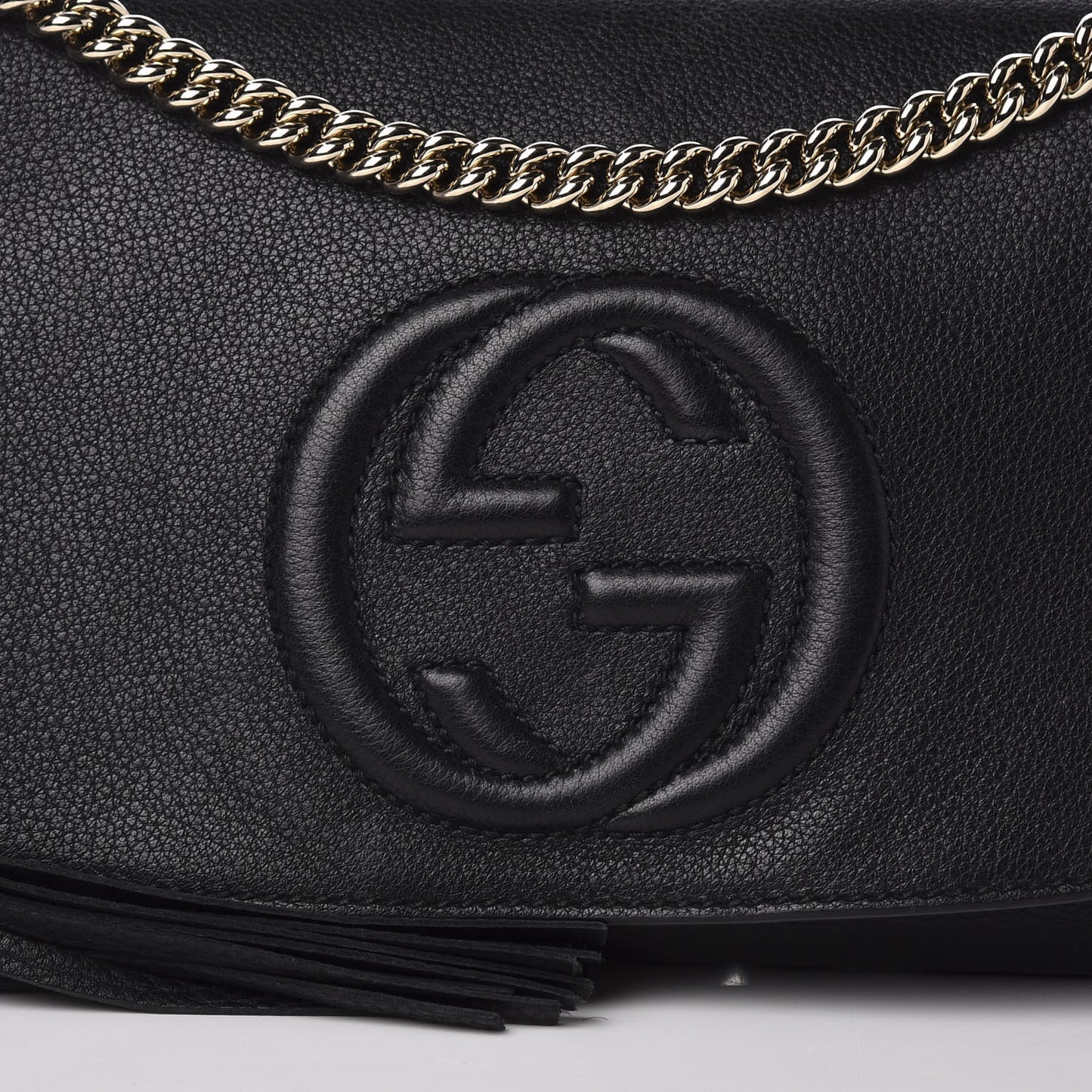 Pebbled Calfskin Medium Soho Flap Crossbody Black