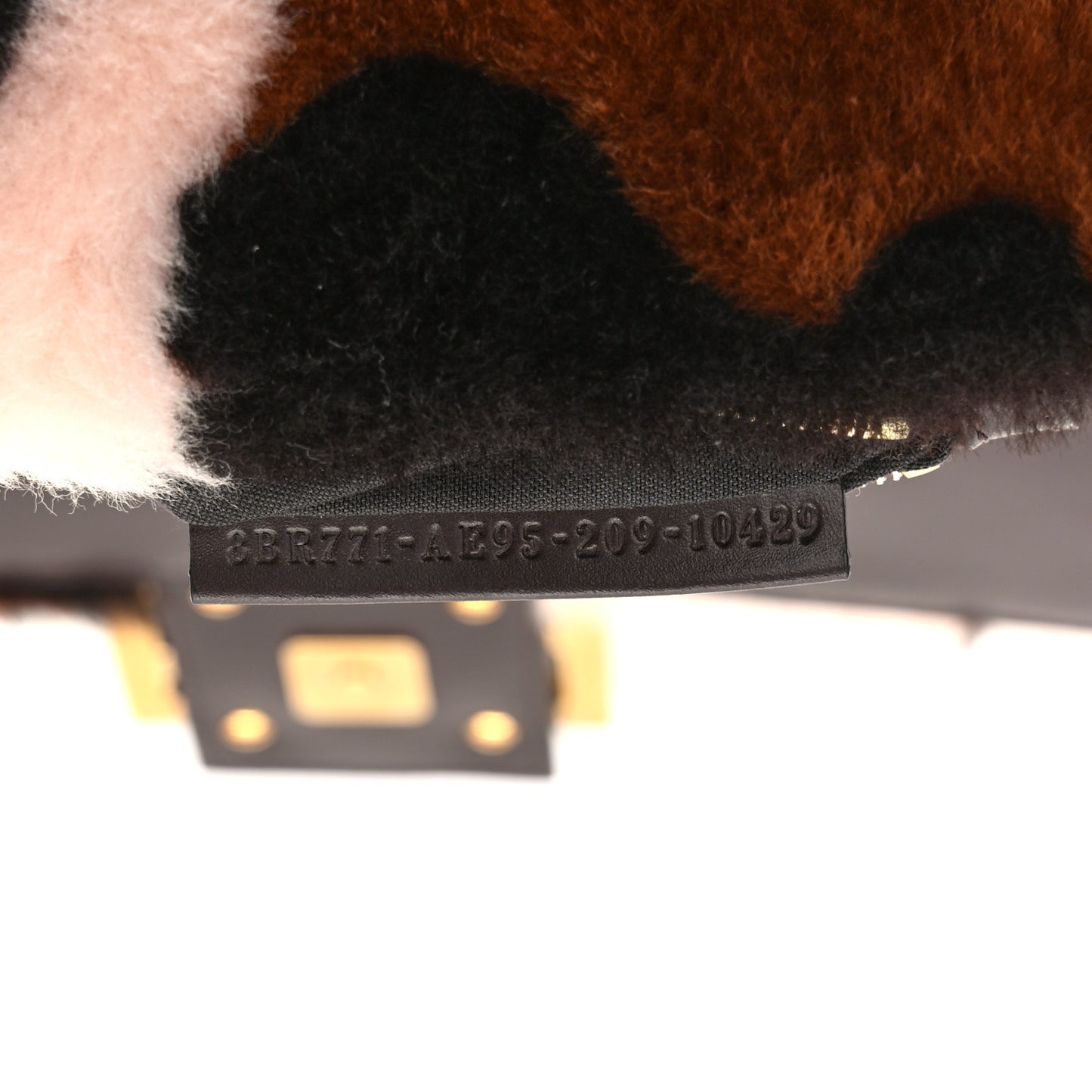 Shearling Vitello Dolce Leopard Print Large Baguette Pink Brown Multicolor