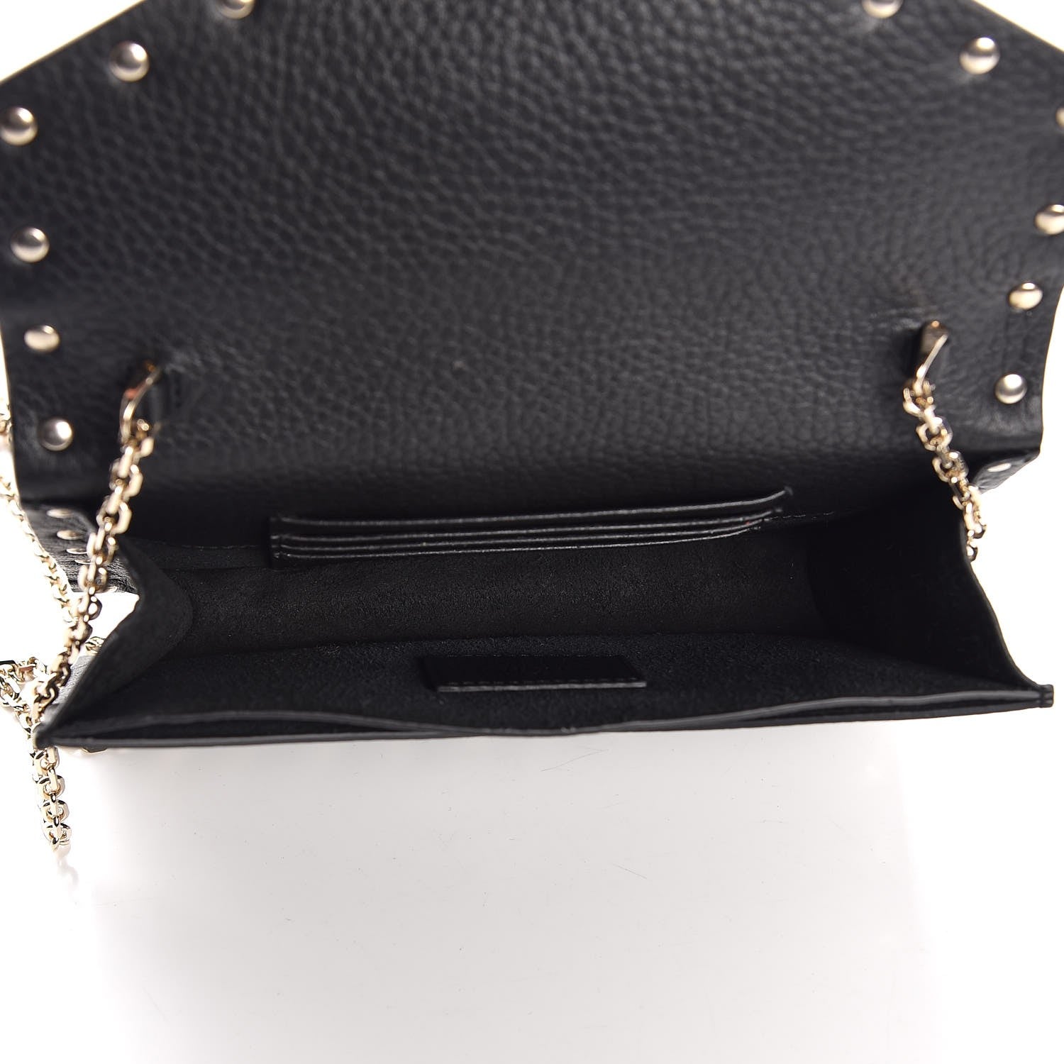Valentino Garavani Pebbled Calfskin Rockstud Envelope Wallet on Chain Black 5 of 6