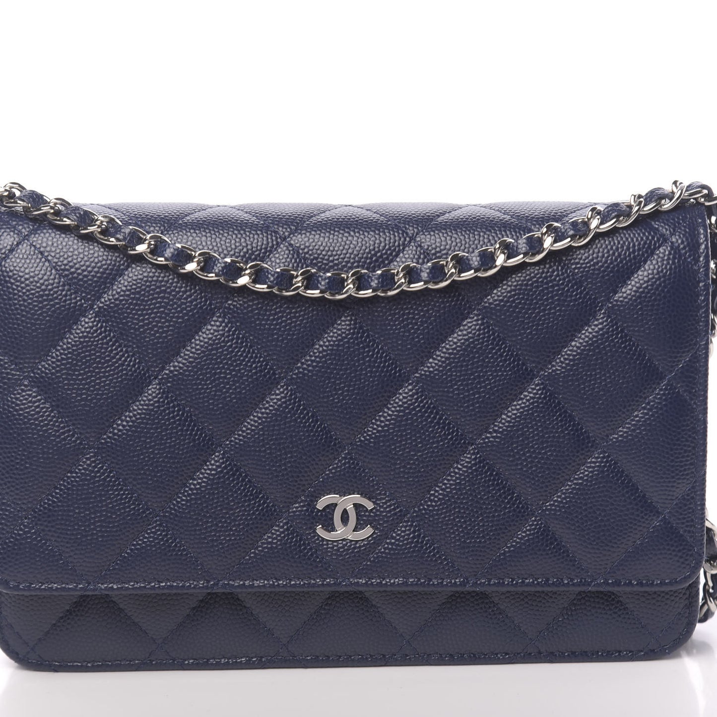 Caviar Quilted Wallet On Chain WOC Blue