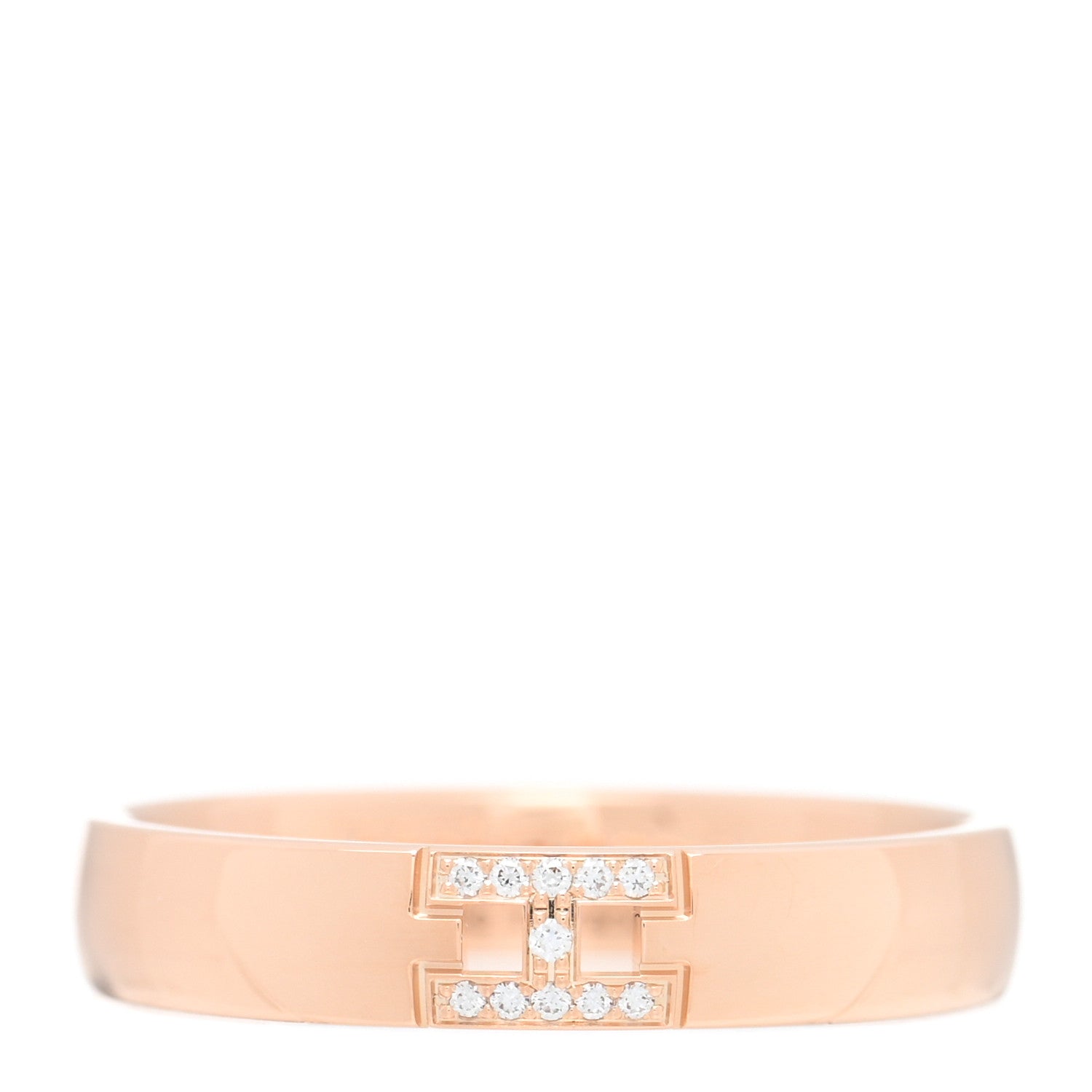 Hermes 18K Rose Gold Diamond Ever Herakles Wedding Band Ring 52 6 1 of 5