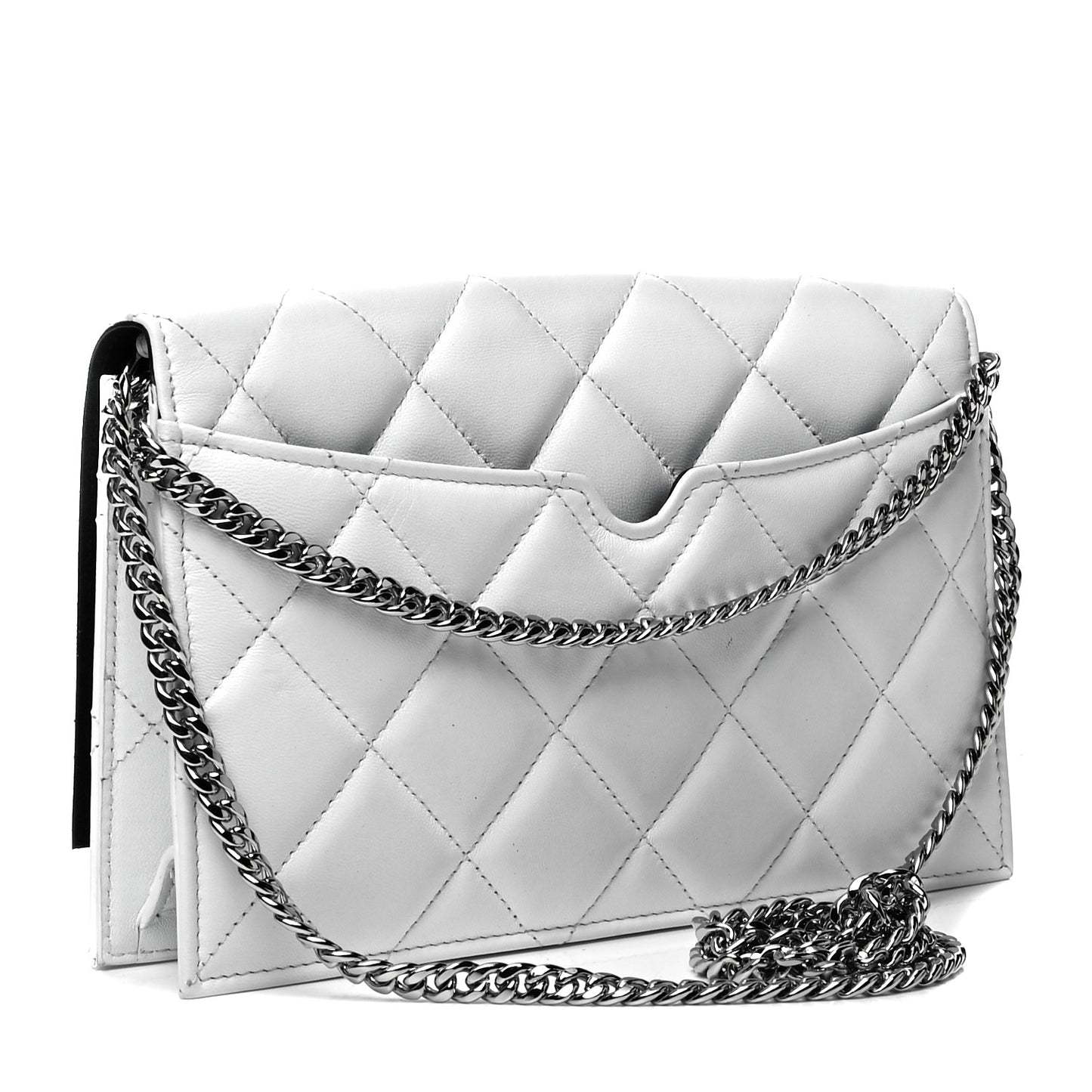 Calfskin Quilted Graffiti Skull Medium Chain Crossbody Bag White
