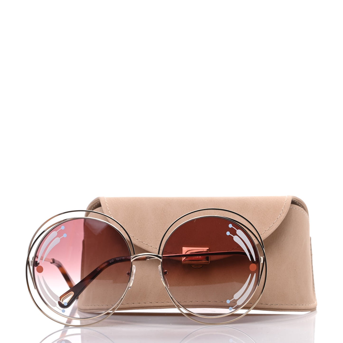 Oversize Round Carlina Sunglasses CE114SRI Gold Gradient Burgundy