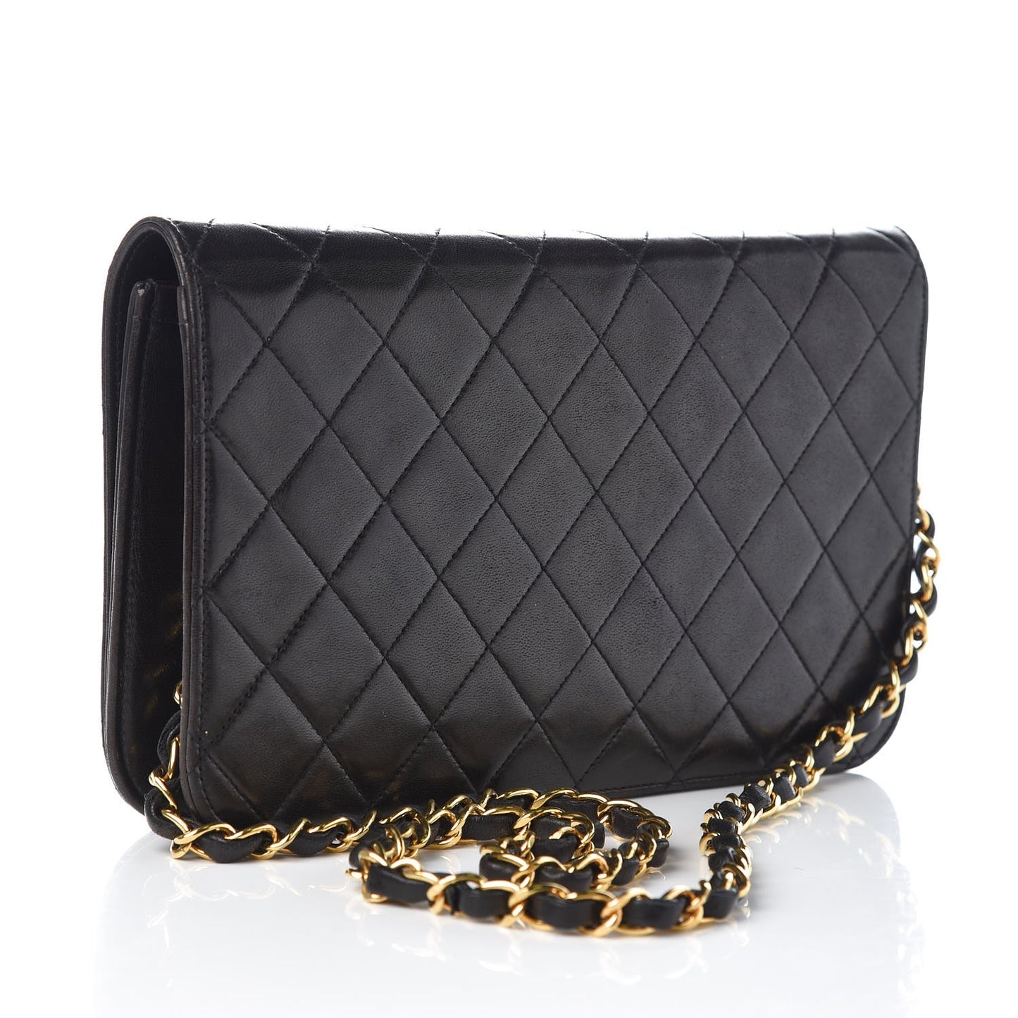 Lambskin Quilted Wallet On Chain WOC Black