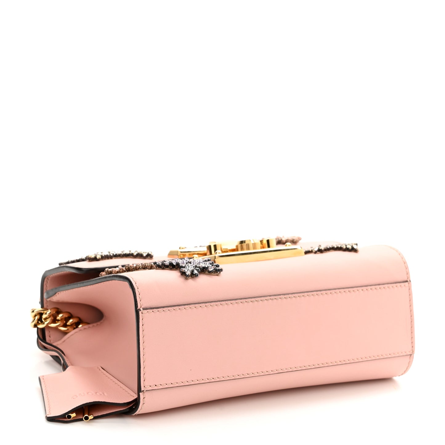 Calfskin Crystal Star Embroidered Small Padlock Shoulder Bag Perfect Pink Multicolor