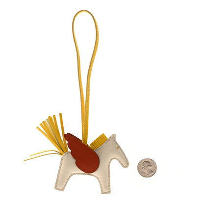 Hermes Milo Lambskin Grigri Rodeo Pegase Horse Bag Charm PM Craie Jaune de Naples Cuivre 2 of 5