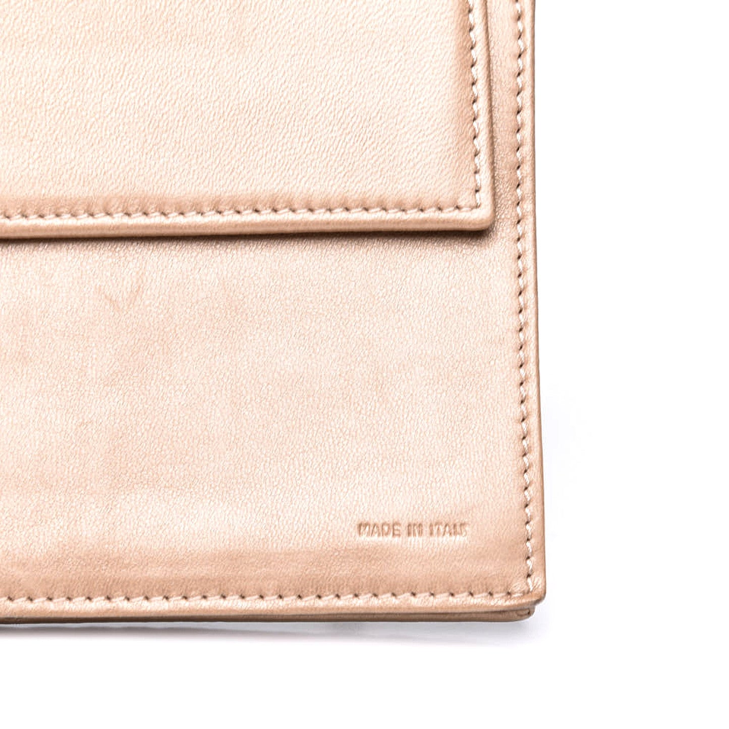 Metallic Nappa Logo Embossed Long Wallet On Chain Gold
