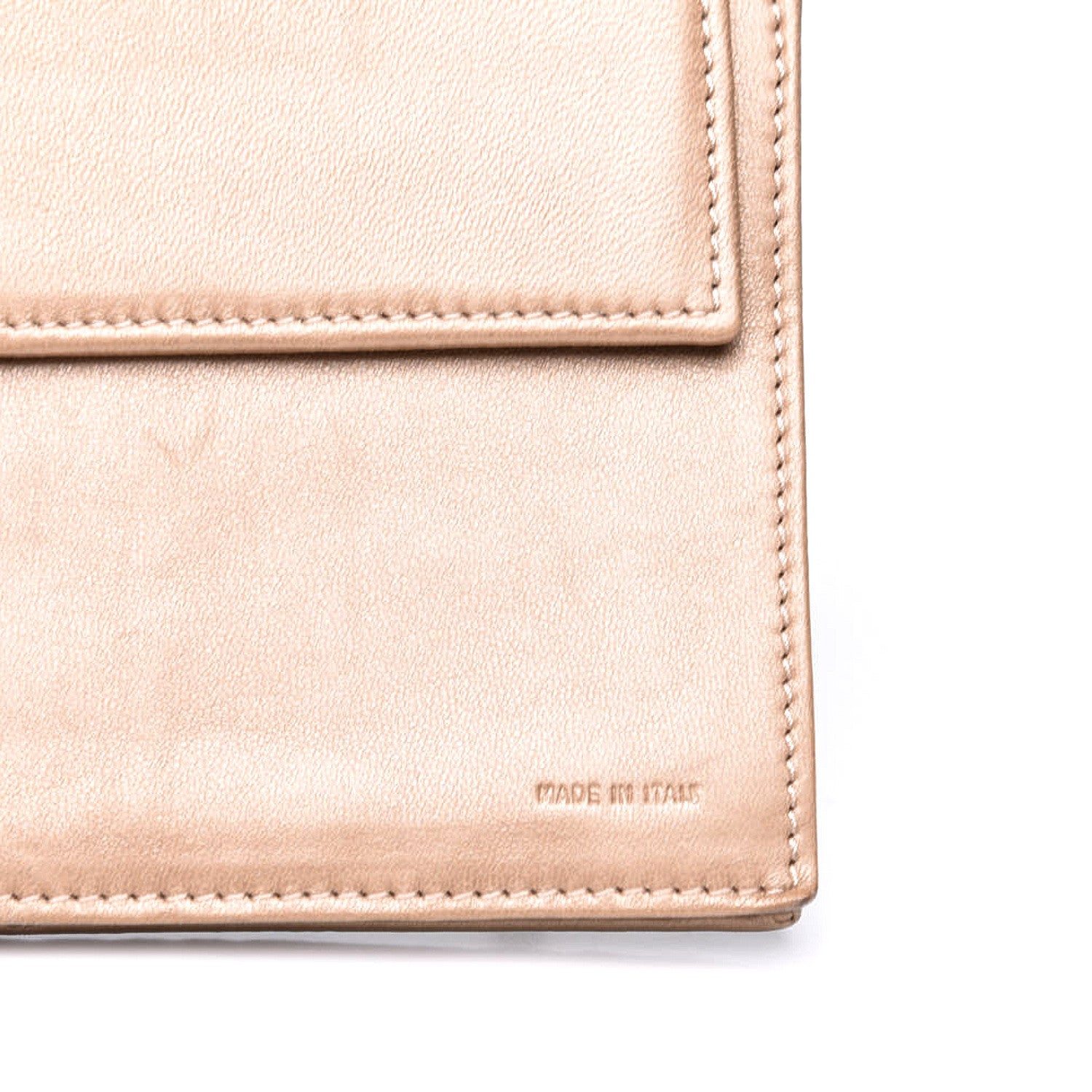 Fendi Metallic Nappa Logo Embossed Long Wallet On Chain Gold 6 of 12