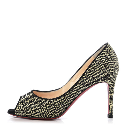 Christian Louboutin Straw Fabric New You 85 Pumps 35 Panama Bambou 1 of 10