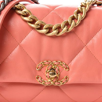 Chanel Goatskin Quilted Medium Chanel 19 Flap Orange 10 of 10