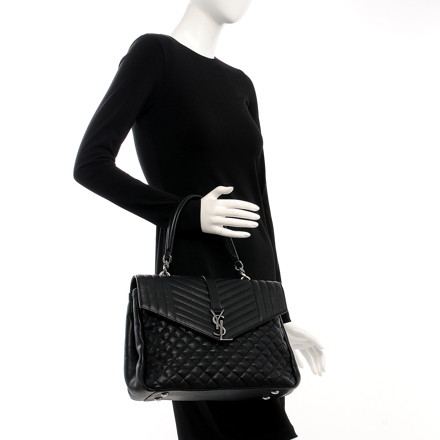 Saint Laurent Sheepskin Tri-quilt Monogram Large College Satchel Black 3 of 9