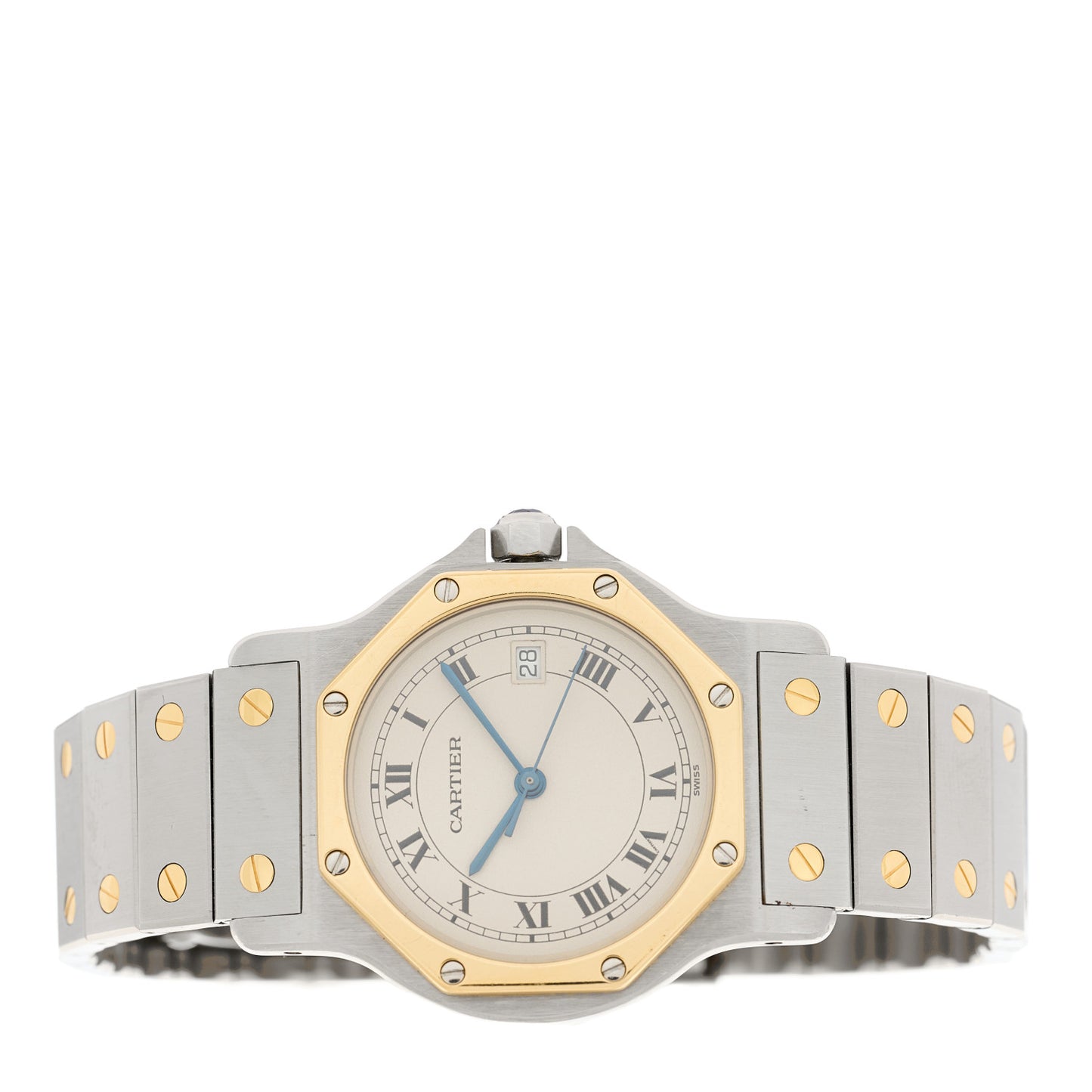 Stainless Steel 18K Yellow Gold 29mm Santos Octagon Quartz Watch