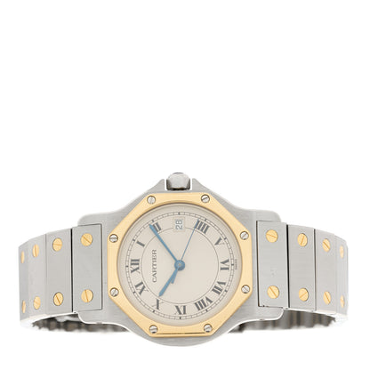 Cartier Stainless Steel 18K Yellow Gold 29mm Santos Octagon Quartz Watch 2 of 4