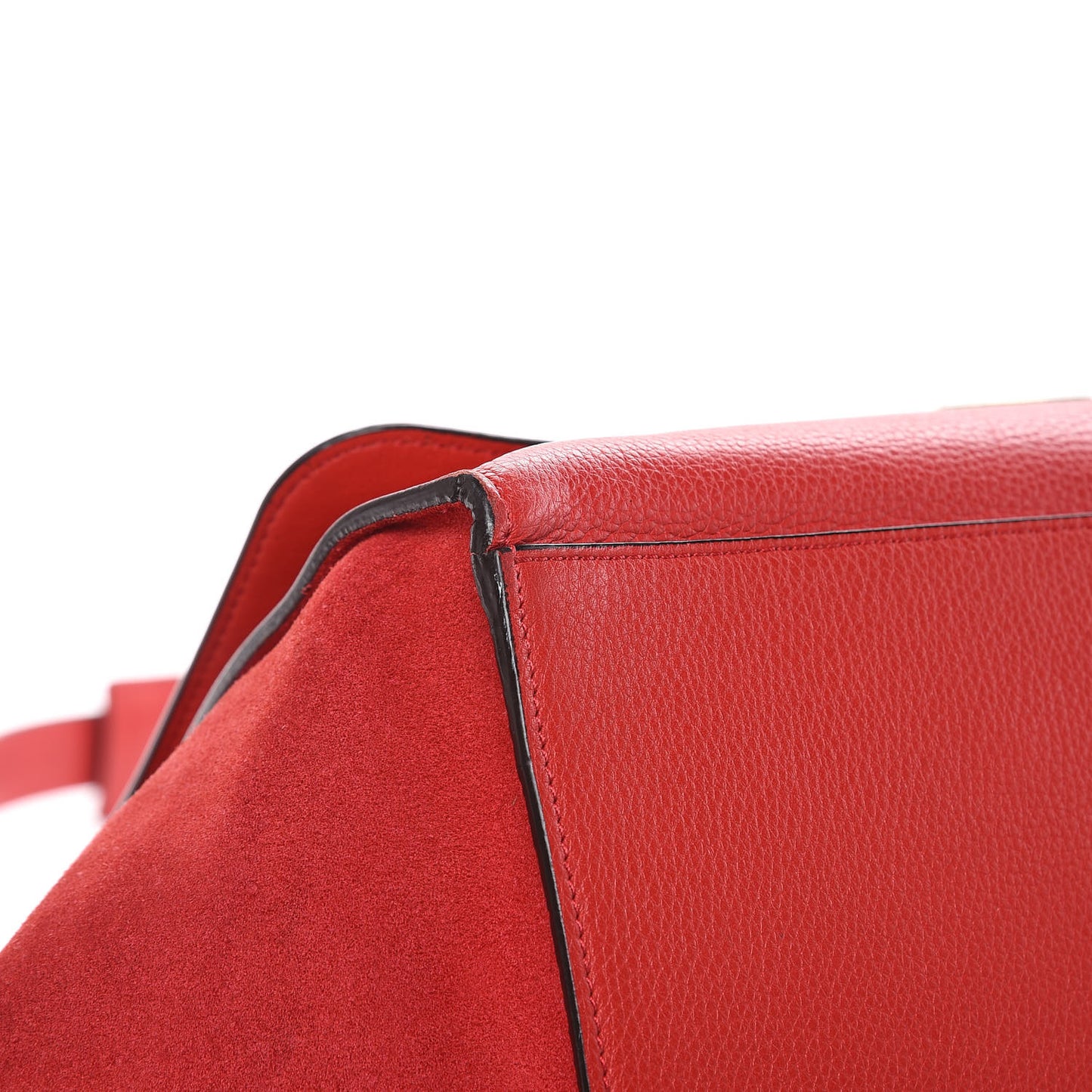 Drummed Calfskin Suede Medium Trapeze Coquelicot