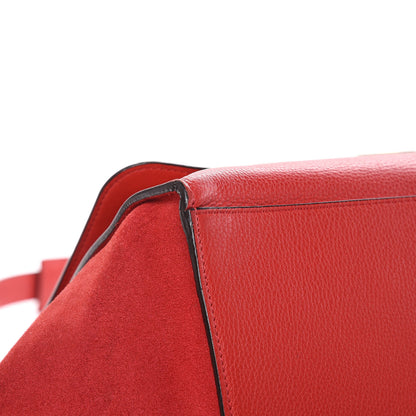 Celine Drummed Calfskin Suede Medium Trapeze Coquelicot 8 of 17