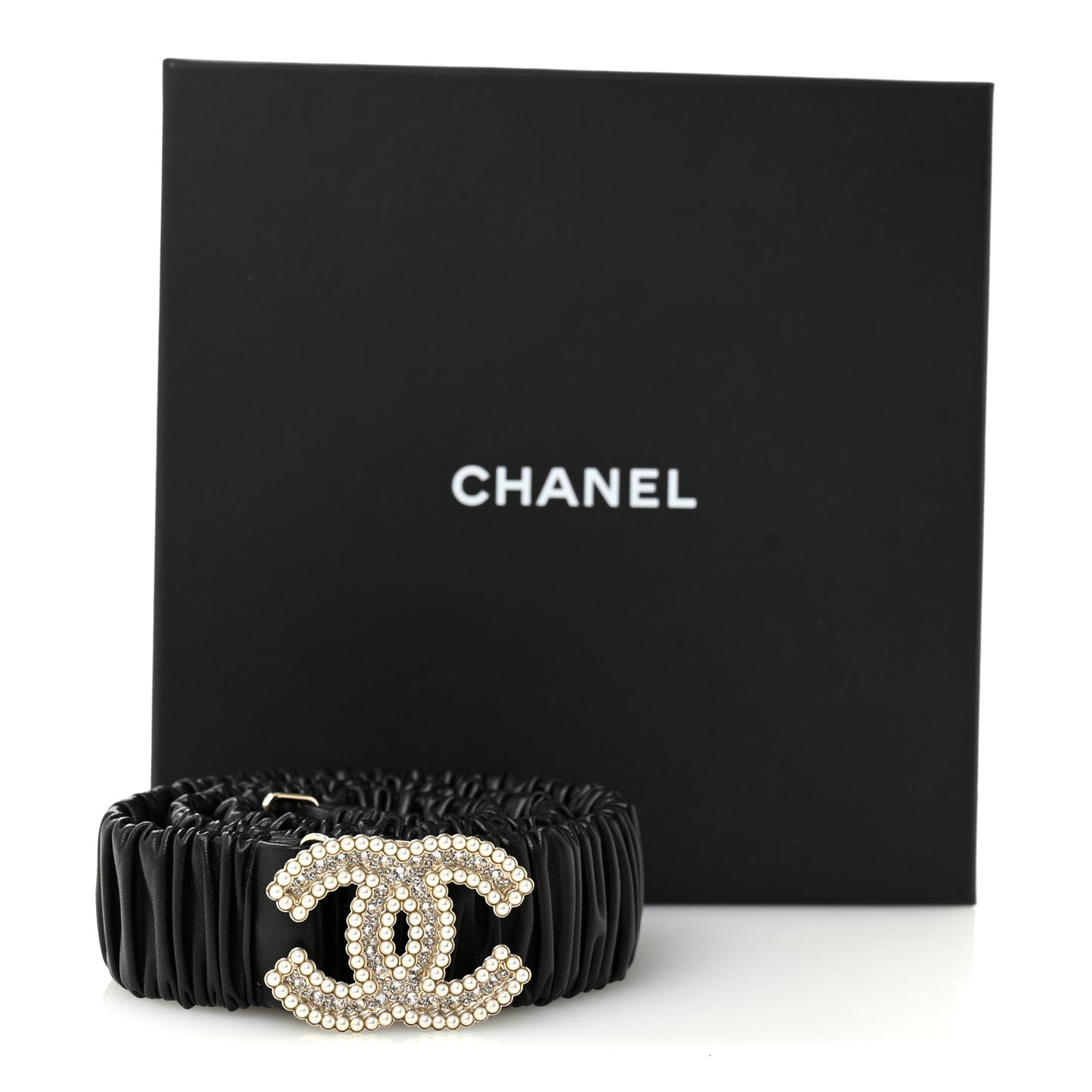 Lambskin Crystal Pearl CC Belt 80 32 Black